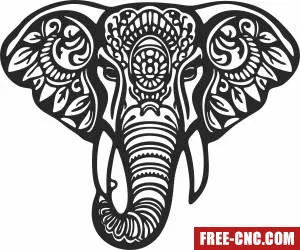 Tribal pattern elephant clipart - Free dxf files ready to cut