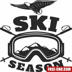 Ski season eagle art - Download free dxf for cnc plasma cutting