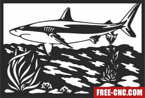 Shark wildlife scene cliparts - Download free dxf for cnc plasma cutting