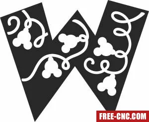 Mickey mouse w monogram - Free dxf for laser cutting and plasma