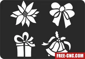 Ribbon bell gift christmas - Download free dxf for cnc plasma cutting