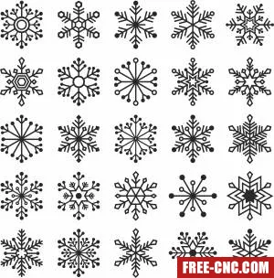 Set of christmats snow flakes ornaments - Download free dxf for cnc plasma cutting