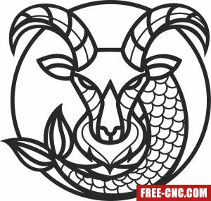 Capricorn zodiac wall art - Free dxf files ready to cut