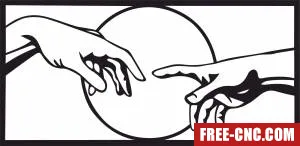 Hands touching wall decor - Download free dxf for cnc plasma cutting