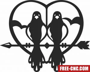 Heart arrow with birds - Download free dxf for cnc plasma cutting