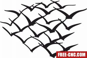 Murmuration group of birds flying - Download free dxf for cnc plasma cutting