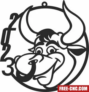 Bull ornament new year 2023 - Free dxf download