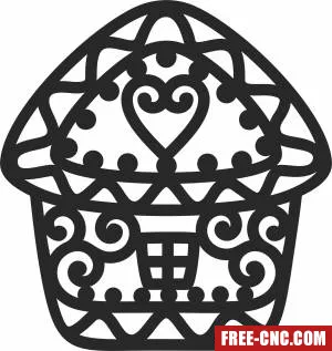 Christmas house ornament clipart - Free dxf for laser cutting and plasma