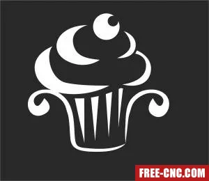 Cupcake cup art sign - Download free dxf for cnc plasma cutting