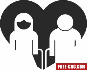 Grandparents heart silhouette - Free dxf for laser cutting and plasma