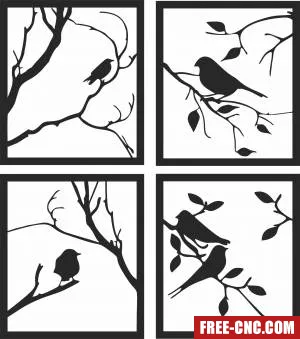 Bird on branch wall art - Download free dxf for cnc plasma cutting