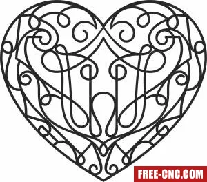 Decorative one line heart wall art - Download free dxf for cnc plasma cutting