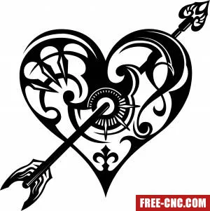 Arrow heart clipart - Download free dxf for cnc plasma cutting