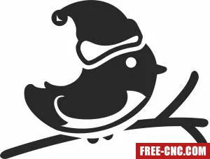 Christmas bird with hat clipart - Free dxf files ready to cut