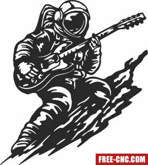 Astronaut playing guitar cliparts - Free dxf download