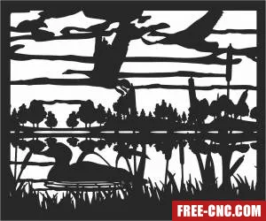 Duck scene art - Free dxf download