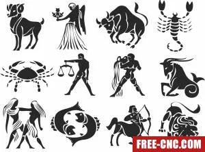 Zodiac horoscope cliparts - Free dxf for laser cutting and plasma