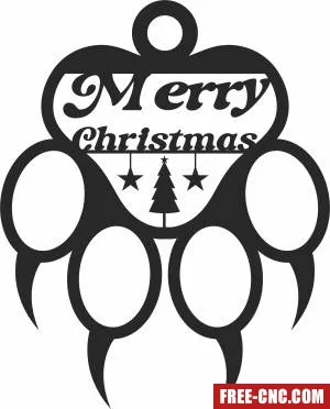 Merry christmas dog paw - Free dxf for laser cutting and plasma