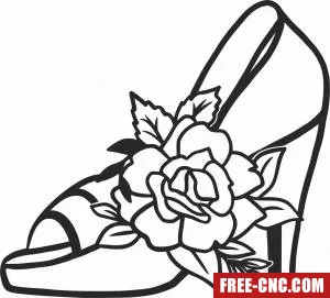 Shoe wall decor with flower - Download free dxf for cnc plasma cutting