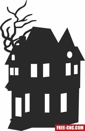 Halloween scary house clipart - Download free dxf for cnc plasma cutting