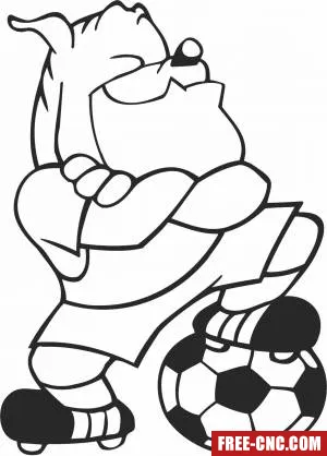 Cartoon dog football soccer player - Free dxf files ready to cut