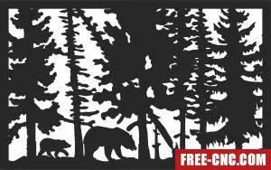 Bear scene forest art - Free dxf files ready to cut