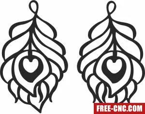 Leaves with heart earrings - Download free dxf for cnc plasma cutting