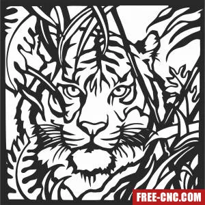 Hunting tiger scene art wall decor - Free dxf download