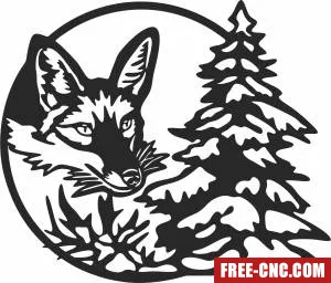 Wild fox scene wall decor - Free dxf for laser cutting and plasma