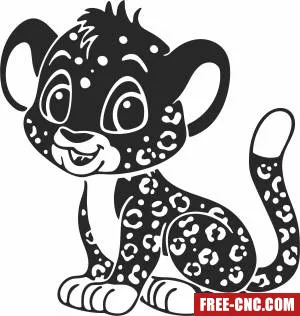 Baby cheetah cartoon cliparts - Free dxf for laser cutting and plasma