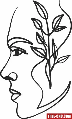 One line woman face art - Download free dxf for cnc plasma cutting