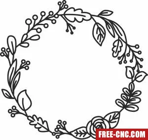 Floral wreath art - Free dxf for laser cutting and plasma