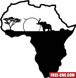 Afrika african elephant safari scene wild - Free dxf files ready to cut