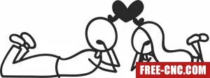 Stick figure couple in love - Free dxf files ready to cut