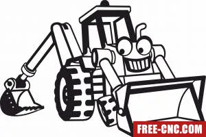 Backhoe heavy equipment tractor for kids - Free dxf for laser cutting and plasma