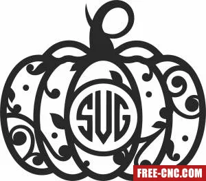 Floral pumpkin halloween ornament - Download free dxf for cnc plasma cutting