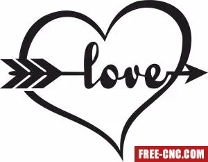 Love sign heart with arrow gift for valentines - Download free dxf for cnc plasma cutting