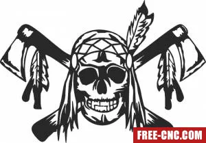 Skull pirate axe art - free dxf download