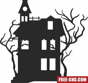 Halloween scary house clipart - Free dxf files ready to cut