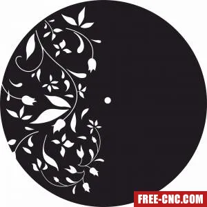 Wall clock floral design - free dxf download