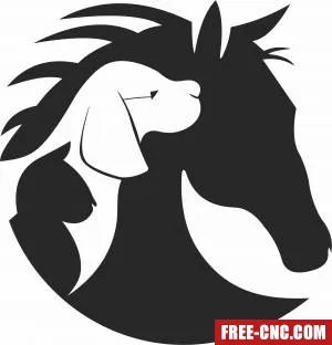 Horse cat dog clipart - Free dxf download