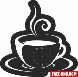 Coffee cup wall vinyl clock - Free dxf files ready to cut