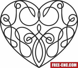 Decorative one line heart wall art - Free dxf download