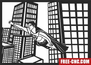 Superman flying scene - Free dxf files ready to cut