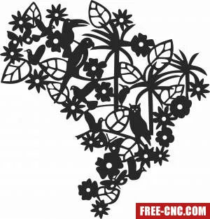 Floral designs with birds - Download free dxf for cnc plasma cutting