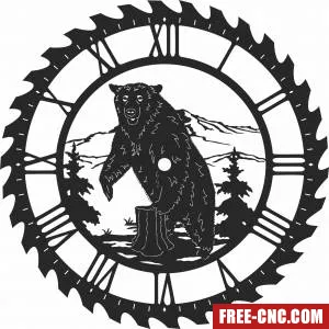 Bear sceen saw wall clock - Free dxf files ready to cut