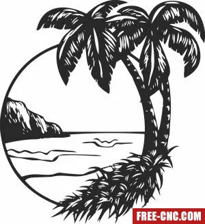 Island beach scene - Download free dxf for cnc plasma cutting