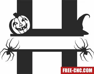 Split monogram h halloween - Free dxf download