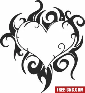 Heart wall sign - Free dxf for laser cutting and plasma