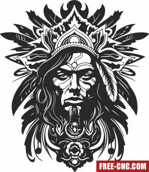 Indian chief clipart - Download free dxf for cnc plasma cutting